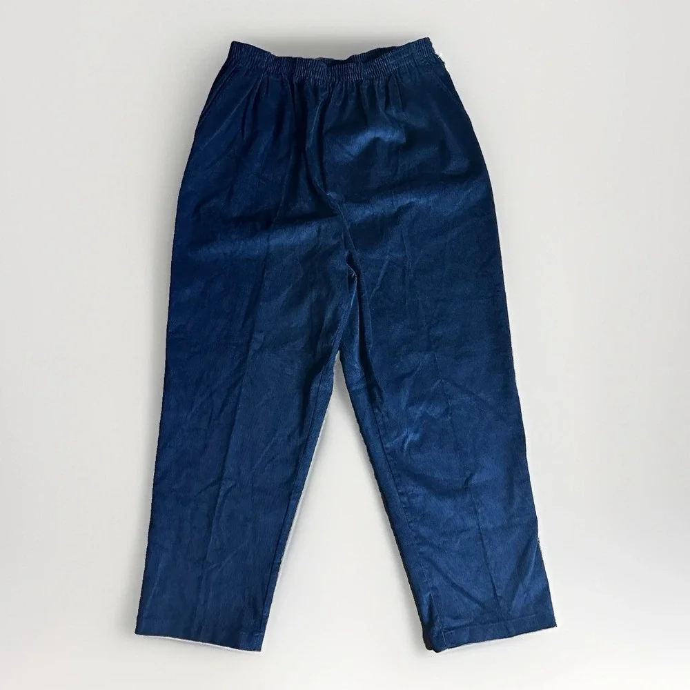 Vintage 80s Dickies Corduroy Work Pants Mens 38x30 Navy Elastic Waist USA Made